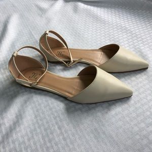 J G Cream Ankle Strap Flats